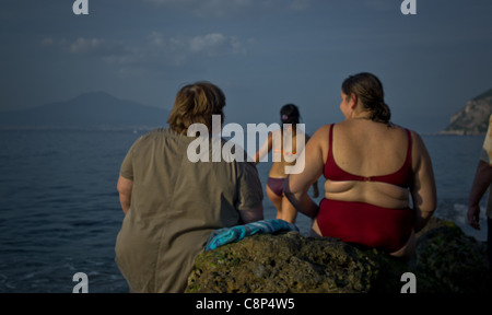 Vesuvio in sight The beach of Seiano with Vesuvius at sunset Stock Photo