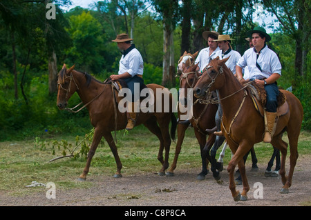 Participants in the annual festival 'Patria Gaucha' in Tacuarembo, Uruguay. Stock Photo