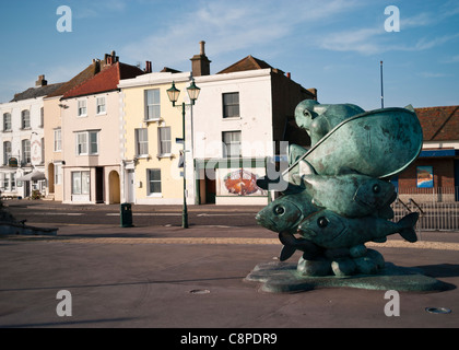 Sculpture 'Embracing the Sea' by John Buck, in front of the Pier, Deal Seafront, Kent, UK, Seen From the Back. Stock Photo