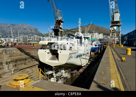 Trawler in a dry dock in Cape Town South Africa Stock Photo