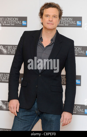 Colin Firth attends the King's Speech photocall, at VUE, London, 21st October 2010. Stock Photo