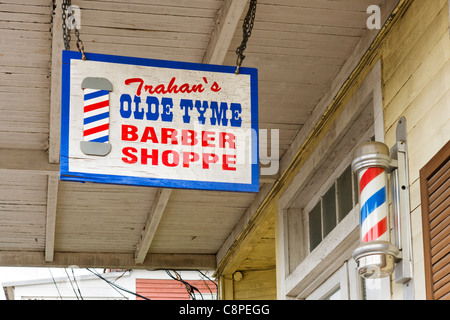 Old fashioned Barber Shop in the centre of the historic old town of St Martinville, Cajun country, Lousiana, USA Stock Photo