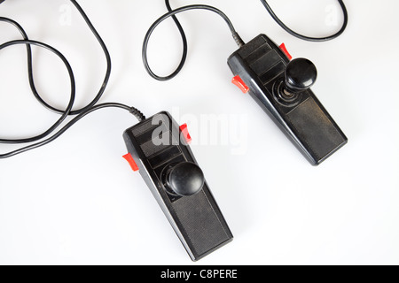 Retro video game console on white background Stock Photo