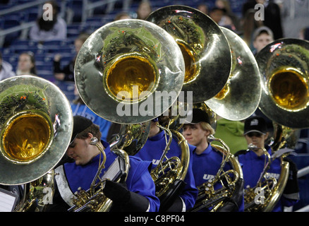 College marching band sousaphones Stock Photo