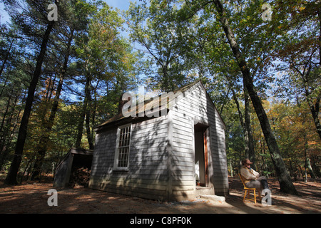A replica of Henry David Thoreau's cabin at Walden Pond, Concord, Massachusetts Stock Photo