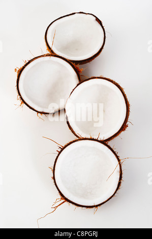 open coconut on white background Stock Photo