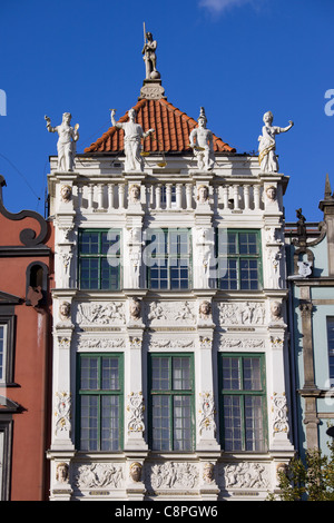 Ornamental facade of the Golden House (Polish: Zlota Kamienica) in the Old Town of Gdansk, Poland Stock Photo