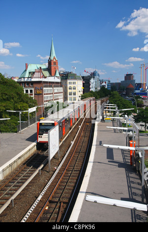 View of the Ubahn Station Landungsbrucken in St. Pauli, Hamburg, Germany. Stock Photo