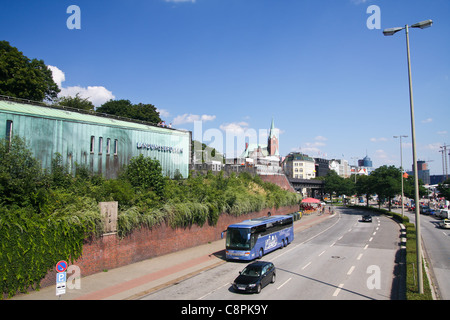 View of the Landungsbrücken in ST. Pauli, Hamburg, Germany. Stock Photo