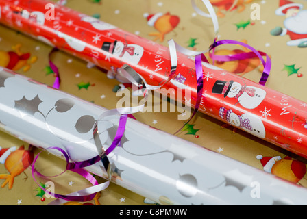 Wrapping paper rolls for Christmas presents top view Stock Photo - Alamy