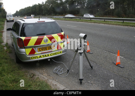 England. Bournemouth. DVLA - Driver & Vehicle Licensing Agency mobile tax check unit.  Automatic numberplate recognition camera. Stock Photo