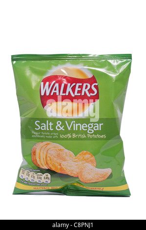 A packet of Walkers salt and vinegar flavour potato crisps on a white background Stock Photo
