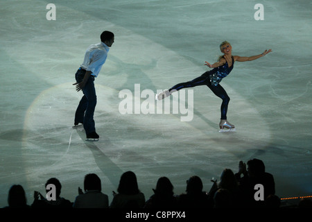 German pair skaters Robin Szolkowy and Aliona Savchenko. Stock Photo
