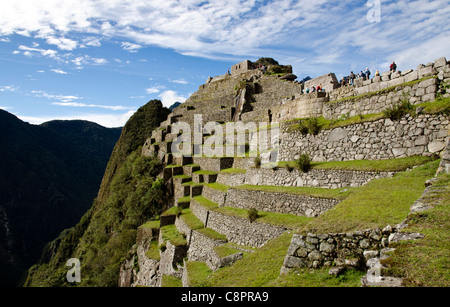 Inca terraces at Machu Picchu Cusco region Peru Stock Photo