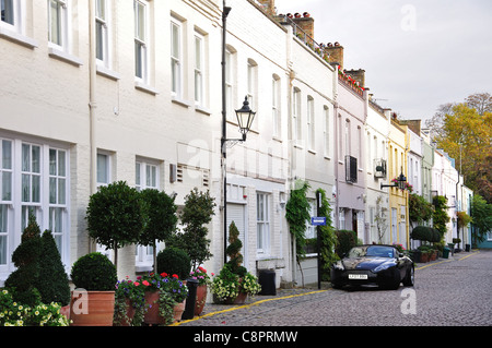 Colourful houses in Princes Gate Mews, Kensington, Royal Borough of Kensington and Chelsea, London, Greater London, England, UK Stock Photo