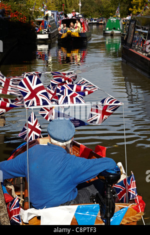 Canal boat UK. Colorful and humorous scene at the 2011 Banbury Canal day, Oxfordshire England. Stock Photo