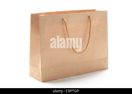 Paper shopping bag isolated on white Stock Photo