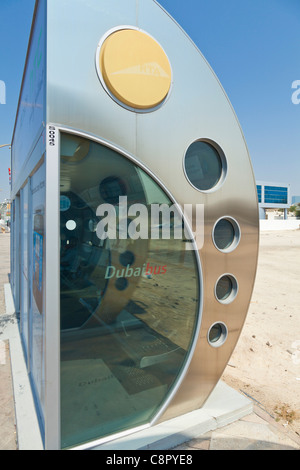 Air conditioned bus shelter in Dubai Dubai UAE United Arab Emirates Middle East Stock Photo