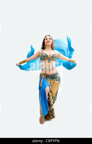 Belly dancer in blue Stock Photo