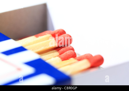 matches in a matchbox Stock Photo