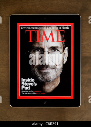 Steve Jobs, founder of Apple Computers, posted on the cover of Time magazine for April 12, 20 Stock Photo
