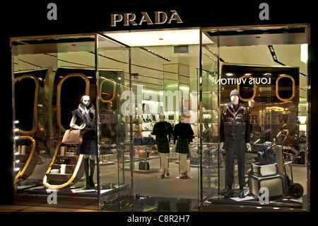 Prada Italy Italian fashion shop display window United states of America Stock Photo