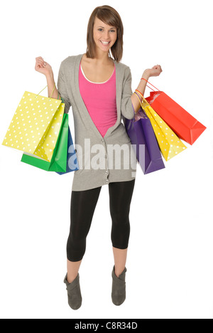Pretty Young Woman With Colorful Shopping Bags Stock Photo