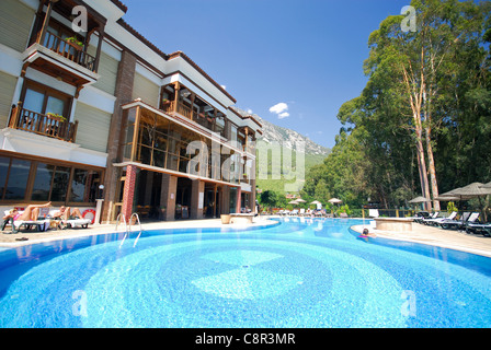 AKYAKA, TURKEY. The pool at the Ottoman Residence Hotel. 2011. Stock Photo