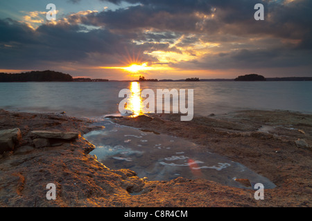 Sunset at Federal Park on Lake Lanier in Georgia Stock Photo
