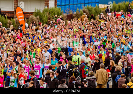 PORTSMOUTH, UK, 30/10/2011. Thousands of runners prepare to begin their 10 mile journey as they take part in the Bupa Great South Run. Stock Photo