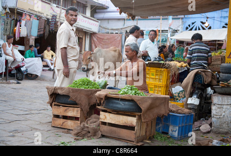 Vegetable market in Jodhpur, better know as the Sandar market Stock Photo