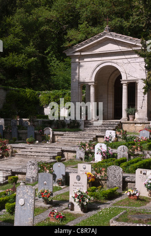 View of the cemetery and Origo family mausoleum in La Foce, Tuscany, Italy. Stock Photo