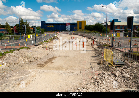 The East Manchester Line of the Metrolink tram system under construction. Ashton under Lyne, Tameside, Manchester, England, UK Stock Photo