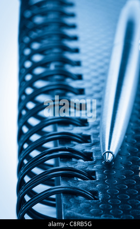 Black agenda and pen Stock Photo