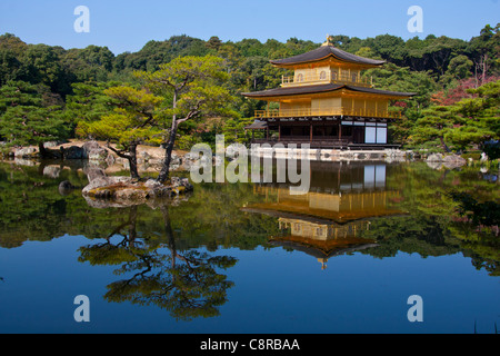 Kinkaku-ji (Temple of the Golden Pavilion), also known as Rokuon-ji , is a Zen Buddhist temple in Kyoto, Japan Stock Photo