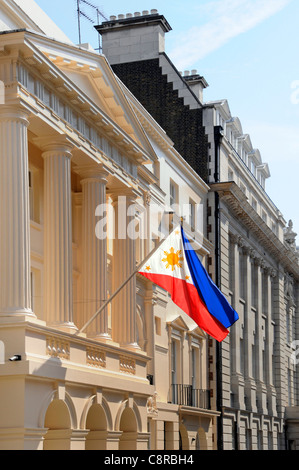 Philippine ambassadors embassy & national flag London England UK Stock Photo