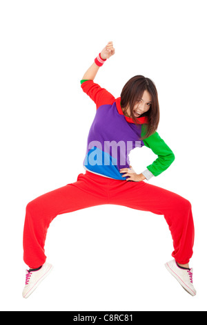 asian young woman dancing and isolated on white background Stock Photo