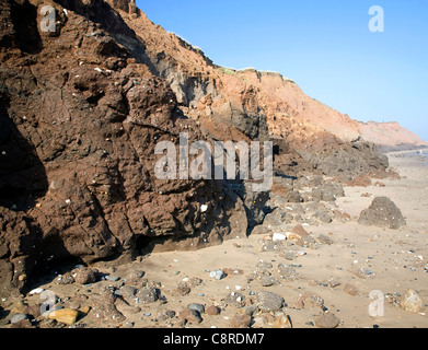 Rapidly eroding boulder clay cliffs on the Holderness coast, Mappleton, Yorkshire, England Stock Photo