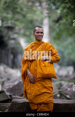 Cambodian monk at Angkor Wat Stock Photo