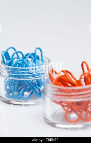 Close-up Of Clips With Two Jars Stock Photo