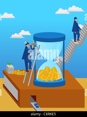 Businessman carrying a dollar sign Stock Photo - Alamy