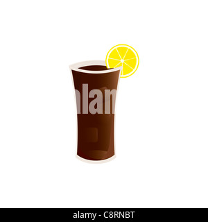 Glass of ice tea with lemon slice on glass Stock Photo