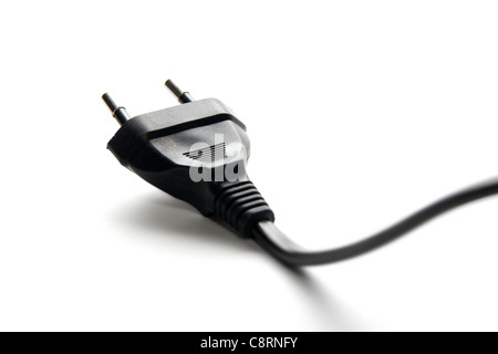 Black electric plug isolated on white Stock Photo
