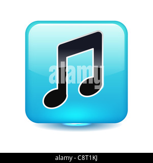 Illustration of musical note in blue square Stock Photo