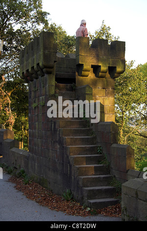 Castellated railway bridge,Turton Tower, Chapeltown, North Turton, Blackburn, Lancashire, UK Stock Photo