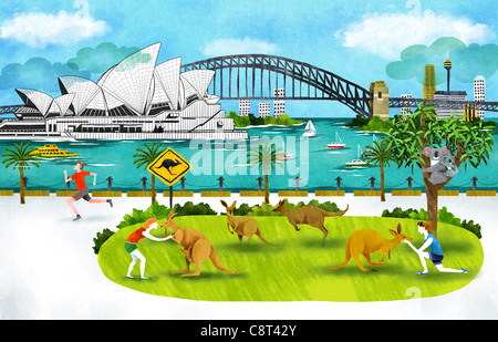 Australia, New South Wales, Sydney, Opera House And Harbor Bridge Stock Photo
