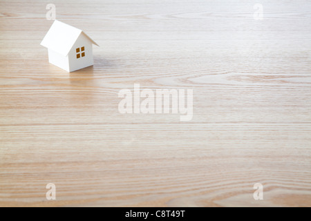 Architectural model of house kept on table, high angle view Stock Photo