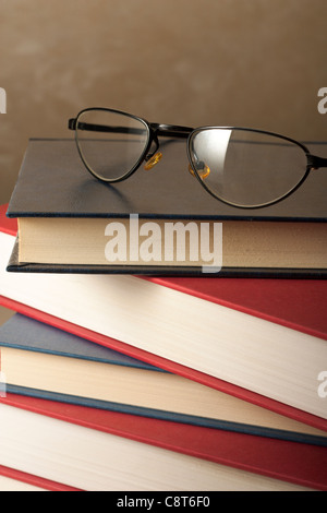 Glasses on Books Stock Photo