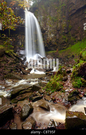 Melincourt waterfall, Resolven, Neath Valley, Brecon Beacons. Stock Photo