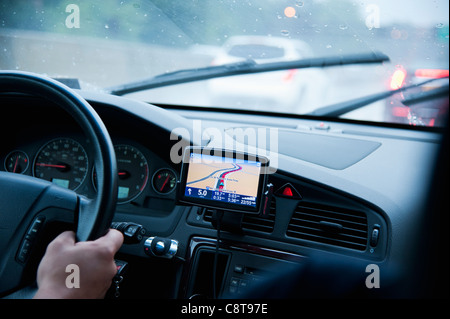 USA, New York, Old Westbury, Car interior with GPS Stock Photo